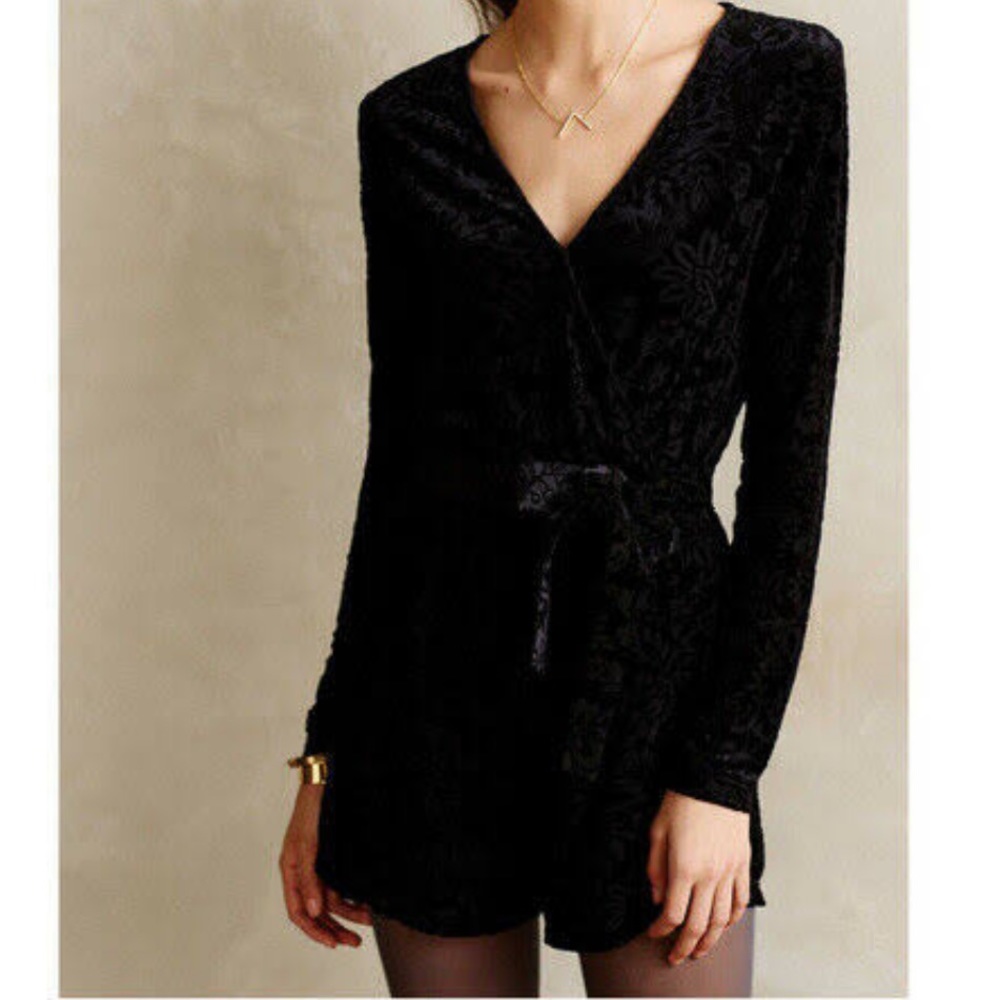 Anthropologie Saylor Velvet Romper Size L